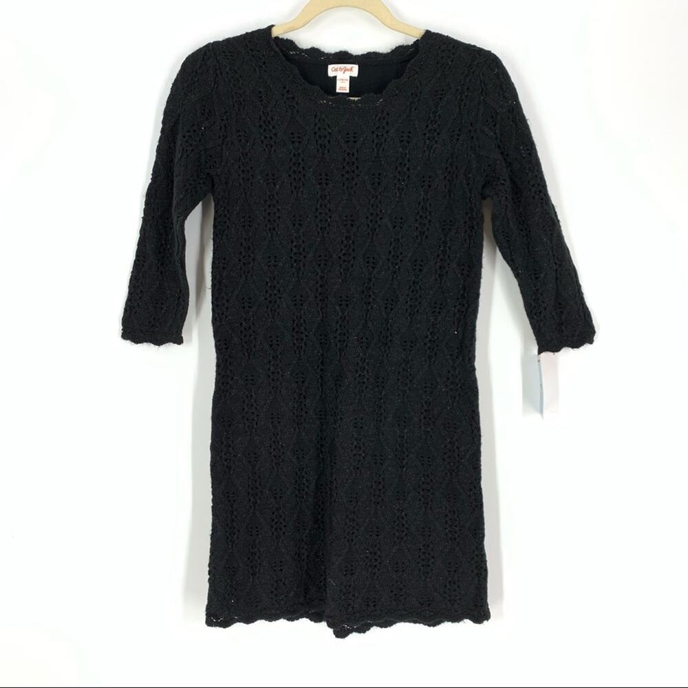 Cat & Jack Black Knit‎ Dress Cotton L(10/12)